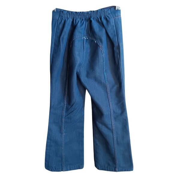 18x19 Vintage Super Denim Kids Blue Jeans 70's Flared Legs & Contrast Stitching - Picture 2 of 9